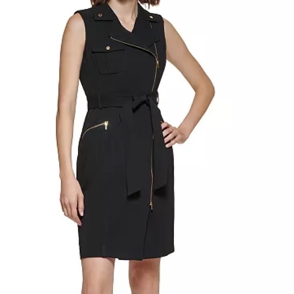 Calvin Klein Dresses & Skirts - Calvin Klein Moto Belted Sleeveless Sheath Dress NWOT